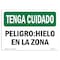 Signmission OSHA BE CAREFUL Sign, Beware Of Ice Spanish, 24in X 18in Aluminum, 18" H, 24" W, Landscape OS-BC-A-1824-L-10013 - alternate 1